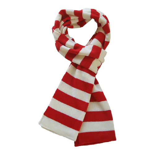Red and White Striped Wool Scarf