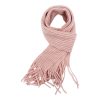Pink Ribbed Scarf with Tassels