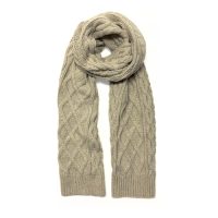 Beige Cable Wool Long Scarf for Winter