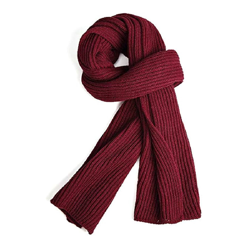 Burgundy Ribbed Wool Scarf