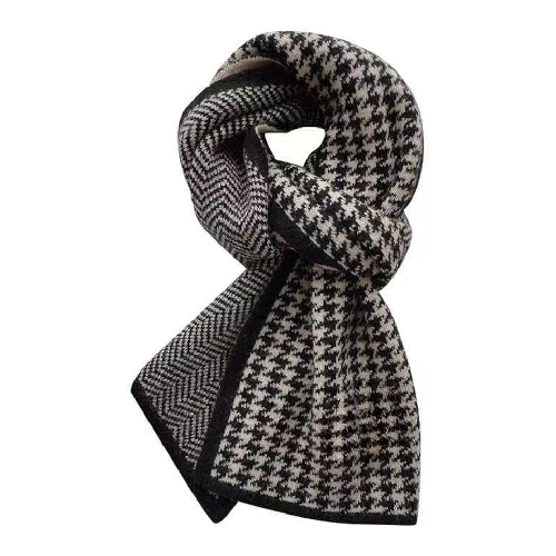 Black and White Houndstooth Scarf