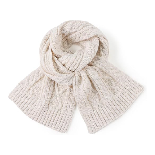 Beige Cable Wool Scarf